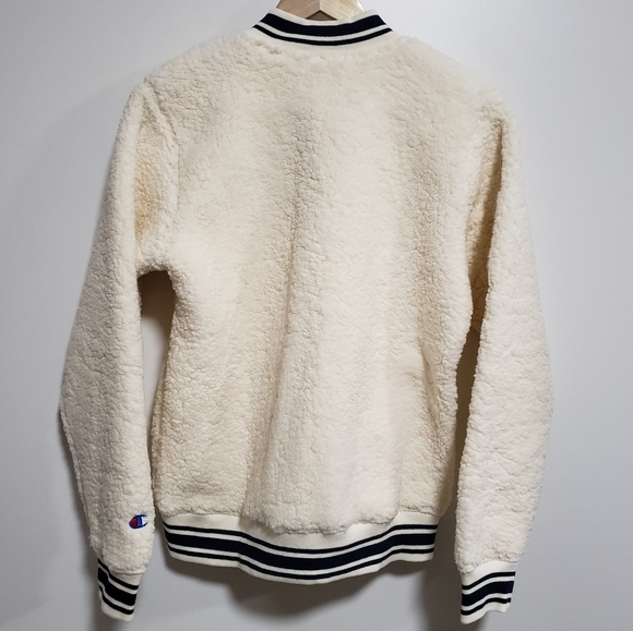 CHAMPION Boy Ivory and Blue Sherpa Bomber Jacket - Picture 6 of 7